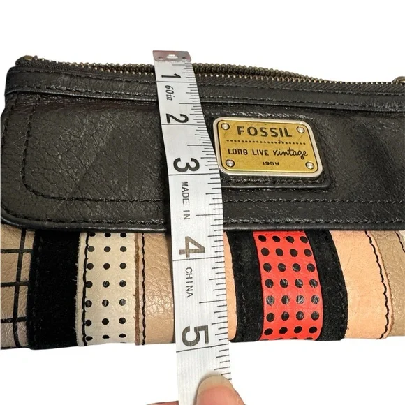 Fossil Wallet Long Live Vintage Black Leather Wallet Clutch - Picture 11 of 11
